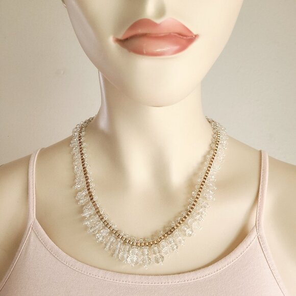 clear bead gold necklace - Picture 1 of 4